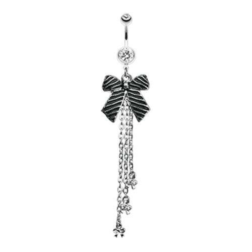 Bow-Tie Tassel Belly Button Ring Navel Ring Impulse Piercings Clear