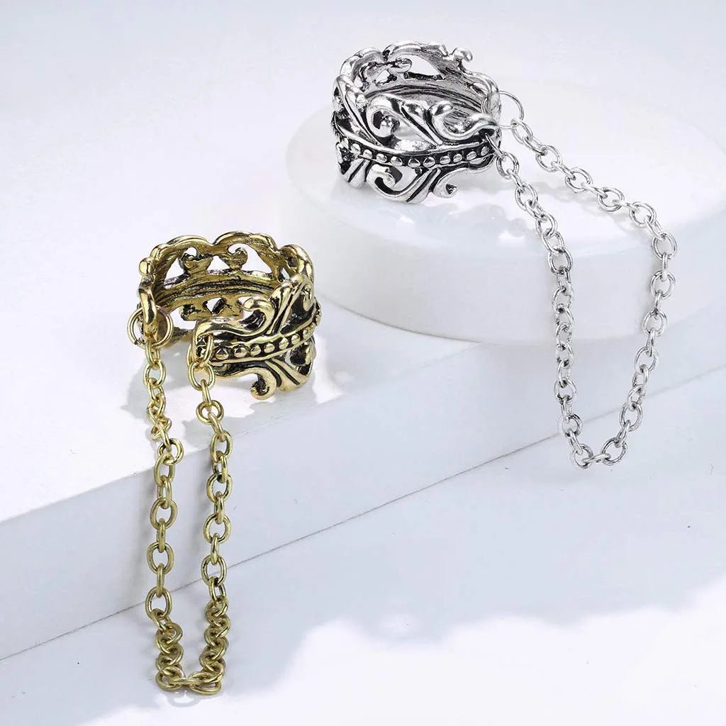 Brass Chain Linked Celtic Heart Non-Piercing Ear Cuff Cuff Earring Impulse Piercings