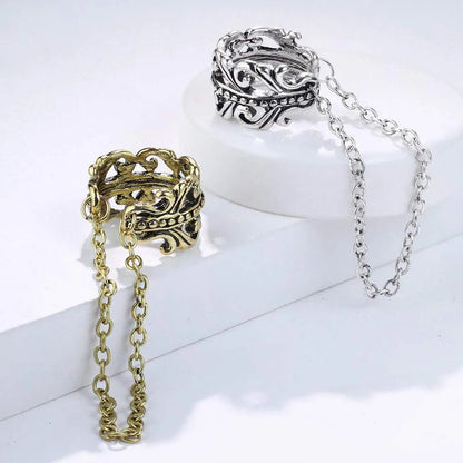 Brass Chain Linked Celtic Heart Non-Piercing Ear Cuff Cuff Earring Impulse Piercings