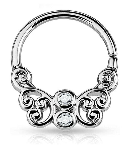 Brass CZ Centered Butterfly Filigree All Bendable Septum Cartilage Rings Septum Ring Impulse Piercings