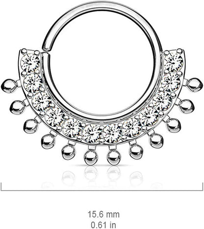 Brass CZ Lined Fan Bendable Hoop Rings for Septum Ear Cartilage Daith Septum Ring Impulse Piercings