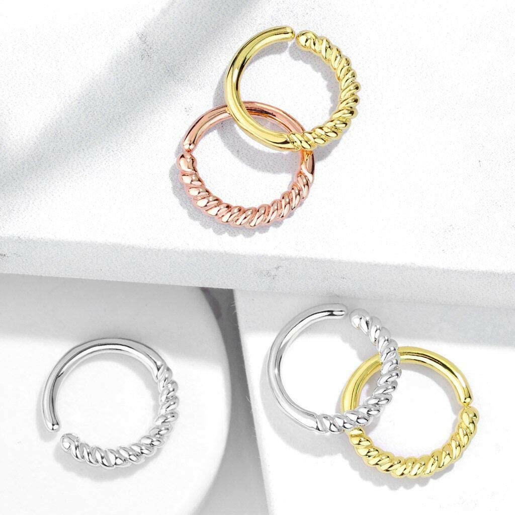 Brass Half Circle Braided Bendable Hoop Rings for Septum Ear Cartilage Daith Nose Ring Impulse Piercings