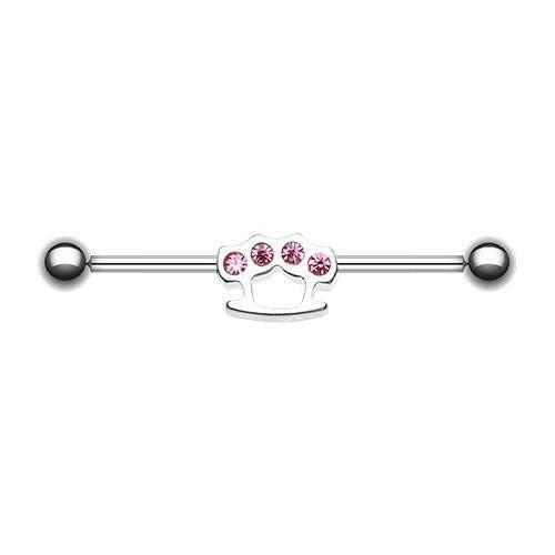 Brass Knuckles Industrial Barbell Industrial Barbell Impulse Piercings Pink