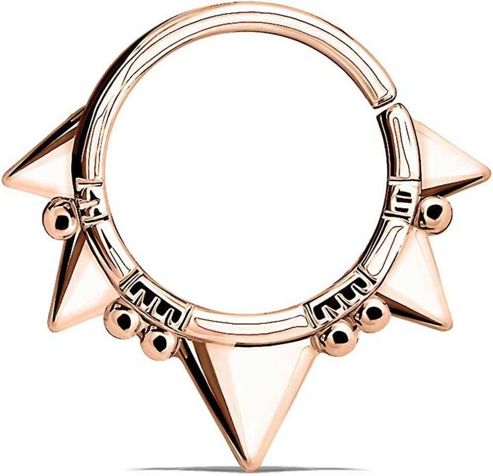 Brass Triangles and Beads Bendable Nose Septum and Ear Cartilage Hoops Septum Ring Impulse Piercings Rose Gold