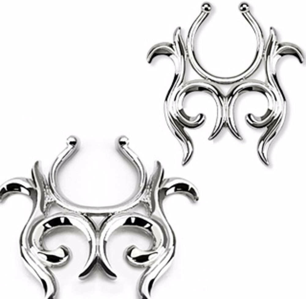 Brass Tribal Design Clip On Nipple Rings Nipple Ring Impulse Piercings