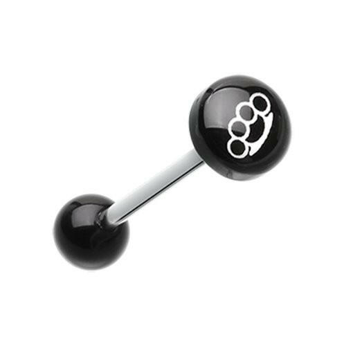 Brassknuckle Logo Acrylic Barbell Tongue Ring Barbell Impulse Piercings