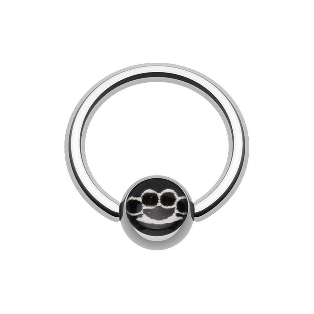 Brassknuckle Logo Ball Captive Bead Ring Captive Bead Impulse Piercings 16 GA (1.2mm) 3/8" (10mm)