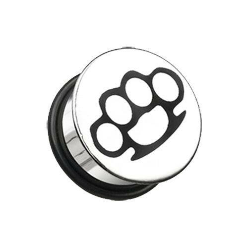 Brassknuckle Plate Hollow Back Single Flared Ear Gauge Plug Plugs Impulse Piercings 2 GA (6.5mm)