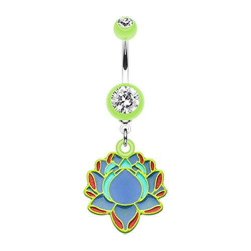 Bright Lotus Belly Button Ring Navel Ring Impulse Piercings Light Green