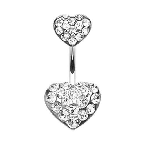 Brilliant Double Hearts Belly Button Ring Navel Ring Impulse Piercings