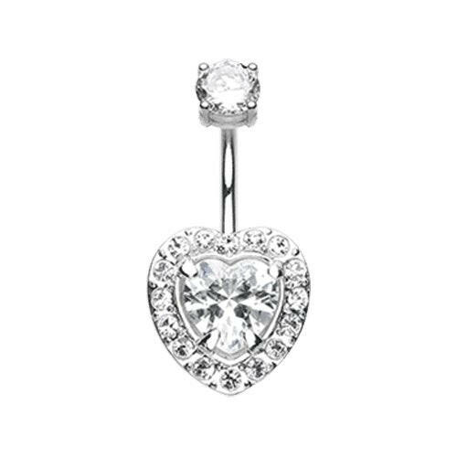 Brilliant Heart Sparkle Cubic Zirconia Belly Button Ring Navel Ring Impulse Piercings