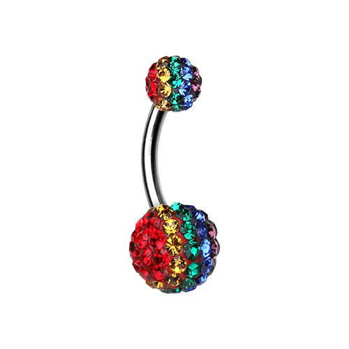 Brilliant Rainbow Multi-Sprinkle Dot Belly Button Ring Navel Ring Impulse Piercings