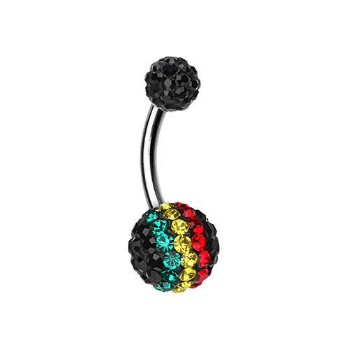 Brilliant Rasta Jamaican Multi-Sprinkle Dot Belly Button Ring Navel Ring Impulse Piercings