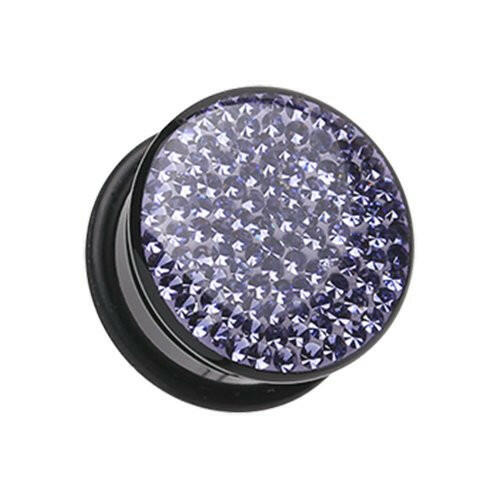 Brilliant Sparkles Black Body Single Flared Ear Gauge Plug Earrings Plug Earrings Impulse Piercings 6 GA (4mm) Tanzanite