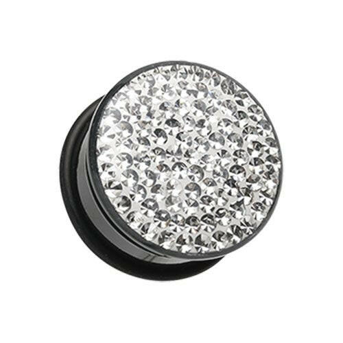 Brilliant Sparkles Black Body Single Flared Ear Gauge Plug Earrings Plug Earrings Impulse Piercings 6 GA (4mm) Clear