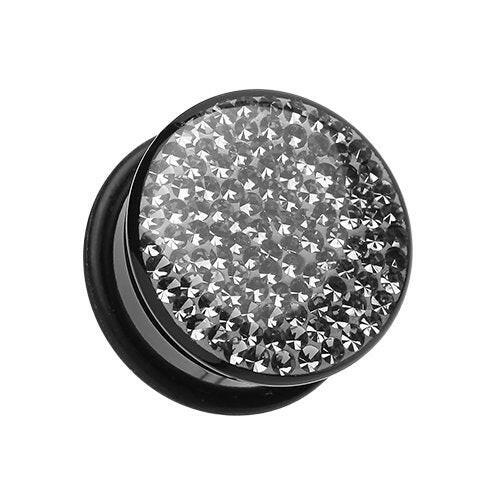 Brilliant Sparkles Black Body Single Flared Ear Gauge Plug Earrings Plug Earrings Impulse Piercings 6 GA (4mm) Hematite