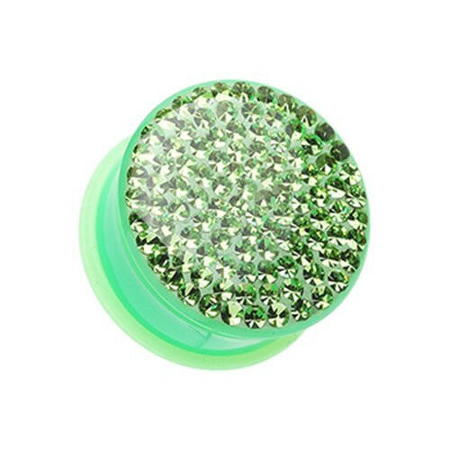 Brilliant Sparkles Color Body Single Flared Ear Gauge Plug Earrings Plug Earrings Impulse Piercings 6 GA (4mm) Green