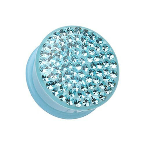 Brilliant Sparkles Color Body Single Flared Ear Gauge Plug Earrings Plug Earrings Impulse Piercings 6 GA (4mm) Aqua