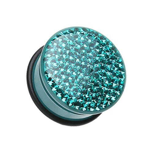 Brilliant Sparkles Color Body Single Flared Ear Gauge Plug Earrings Plug Earrings Impulse Piercings 6 GA (4mm) Teal