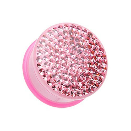 Brilliant Sparkles Color Body Single Flared Ear Gauge Plug Earrings Plug Earrings Impulse Piercings 6 GA (4mm) Pink