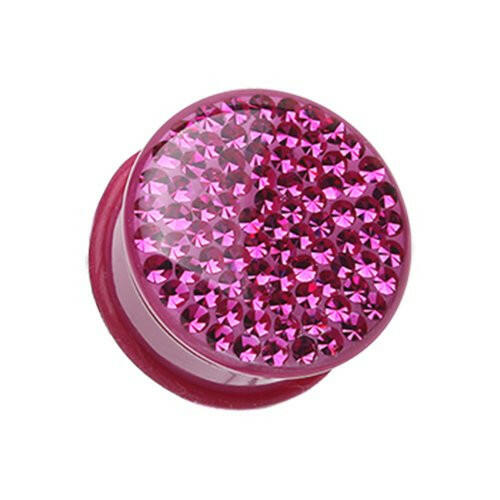 Brilliant Sparkles Color Body Single Flared Ear Gauge Plug Earrings Plug Earrings Impulse Piercings 6 GA (4mm) Fuchsia