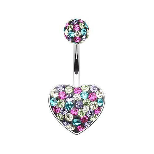 Brilliant Sprinkles Heart Multi-Sprinkle Dot Belly Button Ring Navel Ring Impulse Piercings Retro