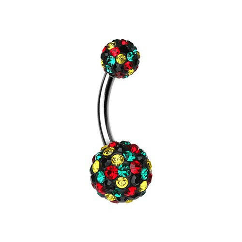 Brilliant Sprinkles Multi-Sprinkle Dot Belly Button Ring Navel Ring Impulse Piercings Rasta