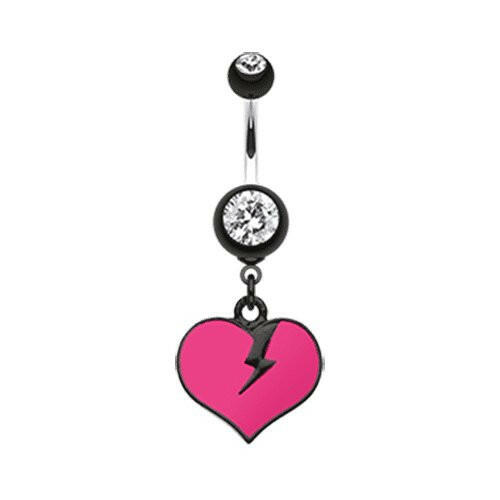 Broken Heart Belly Button Ring Navel Ring Impulse Piercings Pink