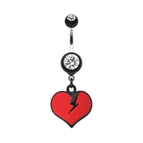 Broken Heart Belly Button Ring Navel Ring Impulse Piercings Red