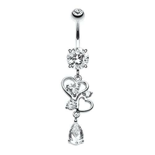 Bubble Hearts Delight Cubic Zirconia Belly Button Ring Navel Ring Impulse Piercings Clear