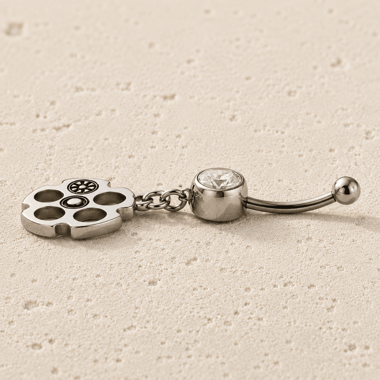 Bullet Chamber Dangle Navel Ring 14G 316L Stainless Steel