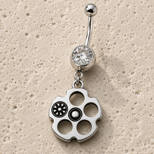Stainless Steel Bullet Chamber Dangle Navel Ring - Skin Metals
