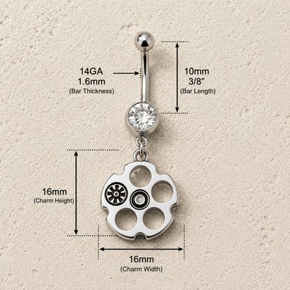 Bullet Chamber Dangle Navel Ring 14G 316L Stainless Steel