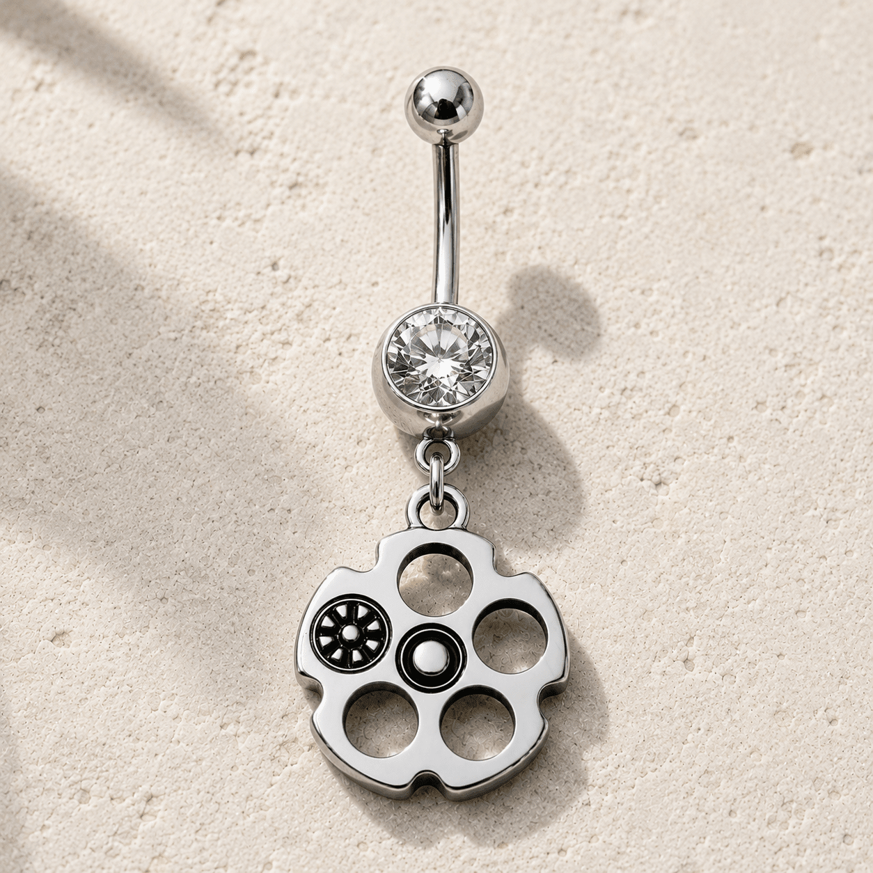 Bullet Chamber Dangle Navel Ring 14G 316L Stainless Steel