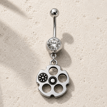 Bullet Chamber Dangle Navel Ring 14G 316L Stainless Steel
