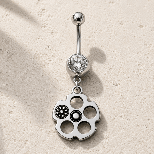 Stainless Steel Bullet Chamber Dangle Navel Ring - Skin Metals