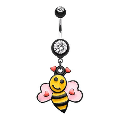 Bumble Bee Love Belly Button Ring Navel Ring Impulse Piercings Black