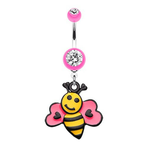 Bumble Bee Love Belly Button Ring Navel Ring Impulse Piercings Pink