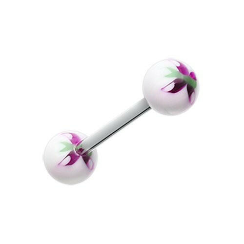 Butterfly Acrylic Top Barbell Tongue Ring Barbell Impulse Piercings White/Purple