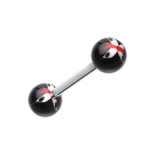 Butterfly Acrylic Top Barbell Tongue Ring Barbell Impulse Piercings Black/White