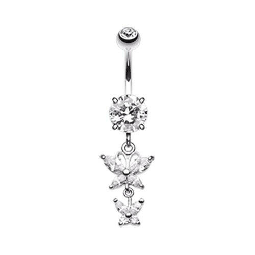 Butterfly Besties Cubic Zirconia Belly Button Ring Navel Ring Impulse Piercings Clear