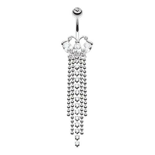 Butterfly Dazzle Showers Cubic Zirconia Belly Button Ring Navel Ring Impulse Piercings Clear