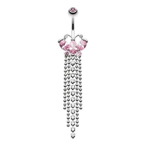 Butterfly Dazzle Showers Cubic Zirconia Belly Button Ring Navel Ring Impulse Piercings Pink