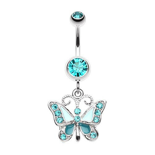 Butterfly Delight Belly Button Ring Navel Ring Impulse Piercings Teal