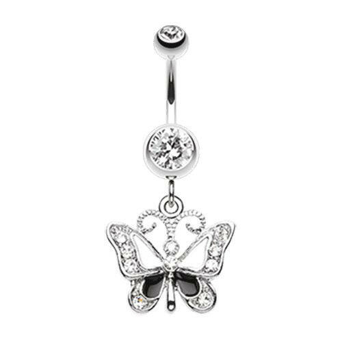 Butterfly Delight Belly Button Ring Navel Ring Impulse Piercings Clear