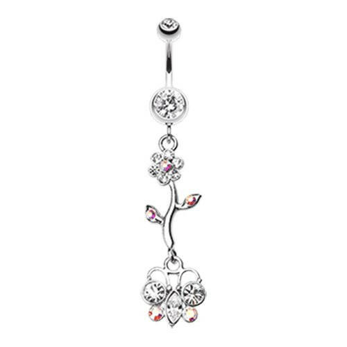 Butterfly Flower Blossom Belly Button Ring Navel Ring Impulse Piercings Clear