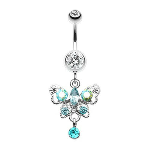 Butterfly Gleam Belly Button Ring Navel Ring Impulse Piercings Clear/Aurora Borealis