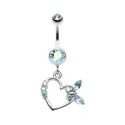 Butterfly Romance Belly Button Ring Navel Ring Impulse Piercings Aqu/Aurora Borealis