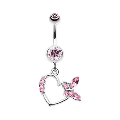 Butterfly Romance Belly Button Ring Navel Ring Impulse Piercings Light Pink