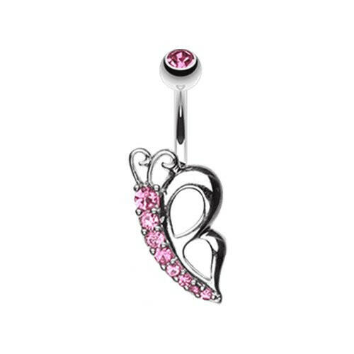 Butterfly Sparkle Belly Button Ring Navel Ring Impulse Piercings Pink